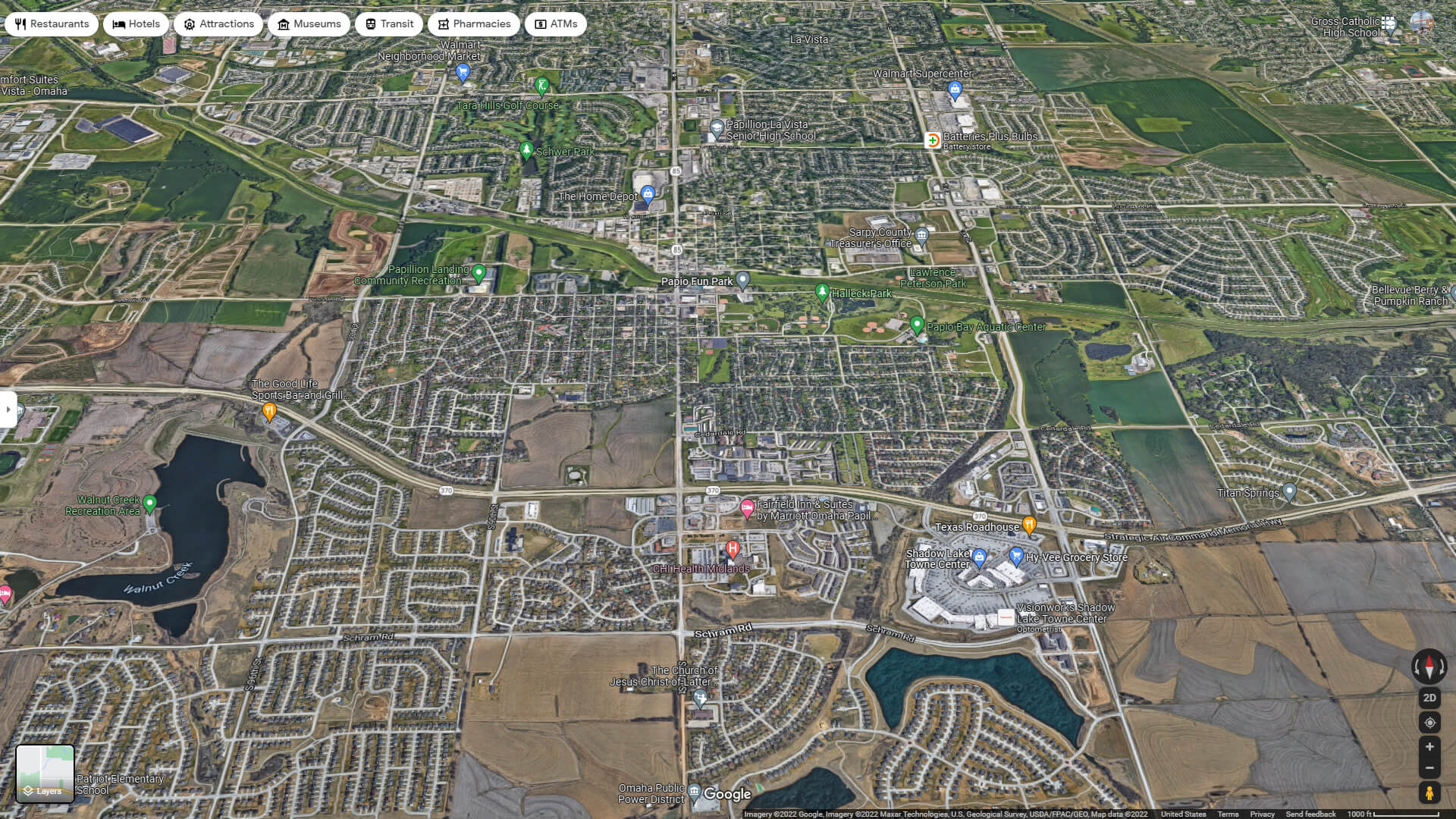 Papillion Aerial Map Nebraska